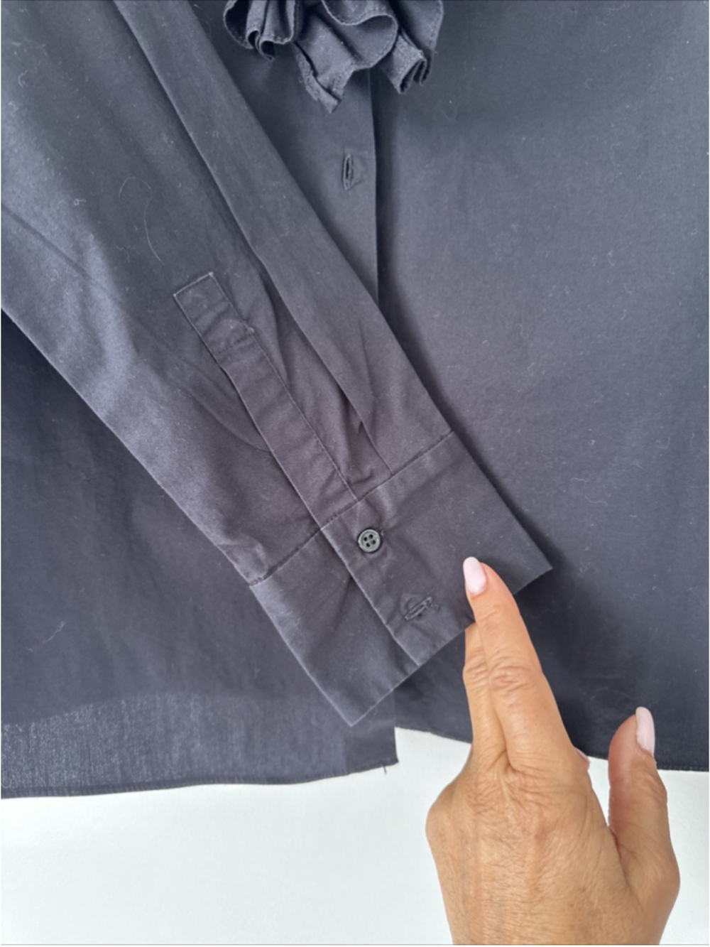 Zara Black Blouse Ruffled Colar Small - Picture 5 of 6